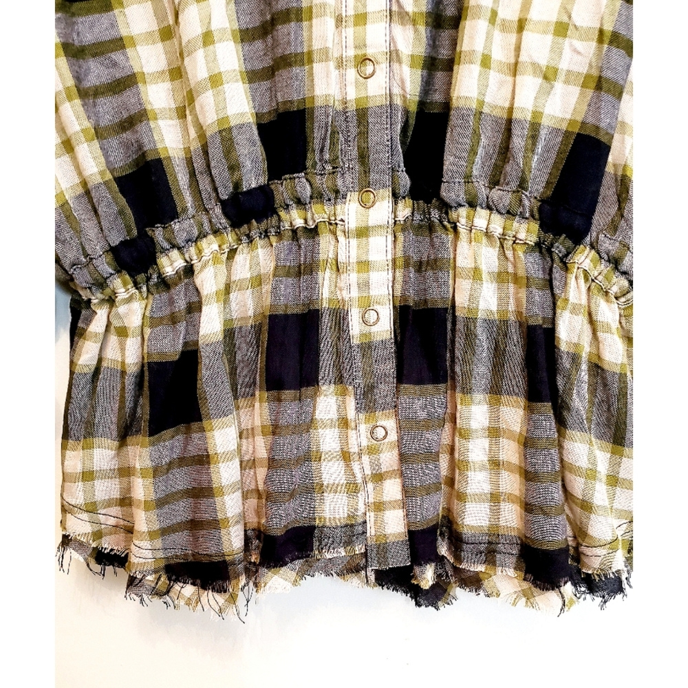 NWT We The Free Pacific Dawn Plaid Peplum Top XS - Picture 9 of 11